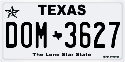 TX license plate DOM3627