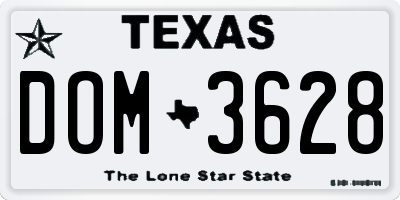 TX license plate DOM3628