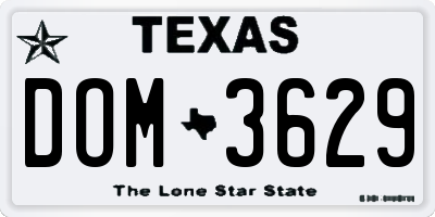TX license plate DOM3629