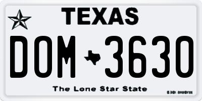 TX license plate DOM3630