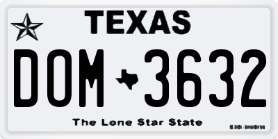 TX license plate DOM3632