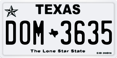 TX license plate DOM3635