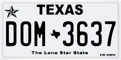 TX license plate DOM3637