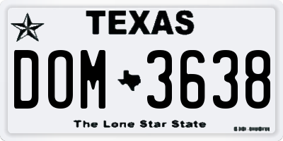 TX license plate DOM3638