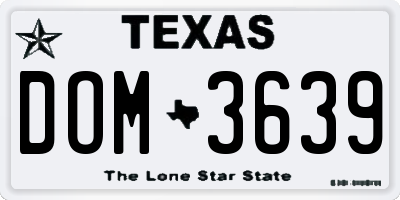 TX license plate DOM3639