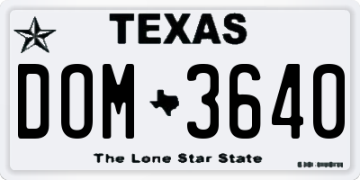 TX license plate DOM3640