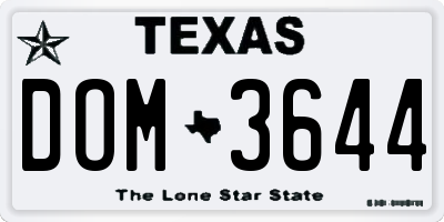 TX license plate DOM3644