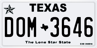 TX license plate DOM3646