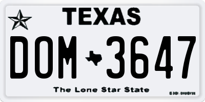 TX license plate DOM3647