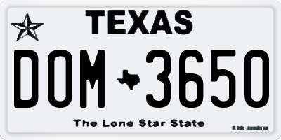 TX license plate DOM3650