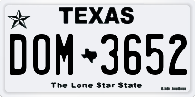 TX license plate DOM3652