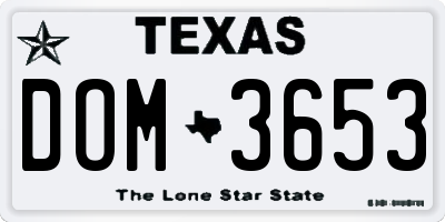 TX license plate DOM3653
