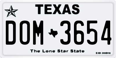 TX license plate DOM3654