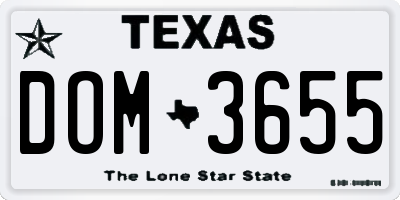 TX license plate DOM3655