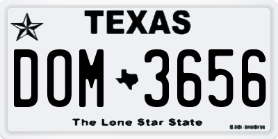 TX license plate DOM3656