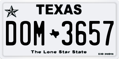 TX license plate DOM3657