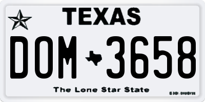 TX license plate DOM3658