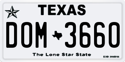 TX license plate DOM3660