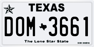 TX license plate DOM3661
