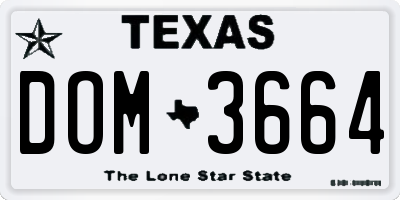 TX license plate DOM3664