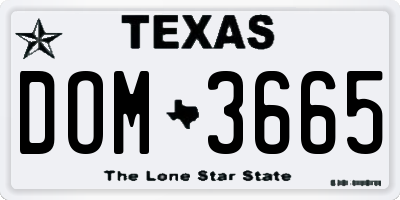 TX license plate DOM3665