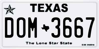 TX license plate DOM3667