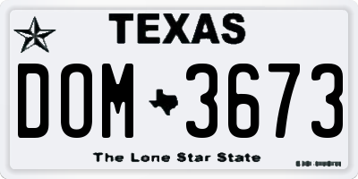 TX license plate DOM3673