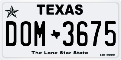 TX license plate DOM3675