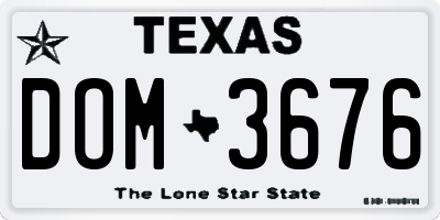 TX license plate DOM3676