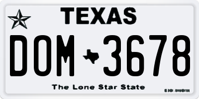 TX license plate DOM3678