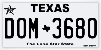 TX license plate DOM3680