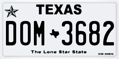 TX license plate DOM3682