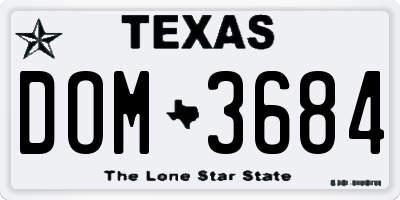 TX license plate DOM3684