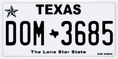 TX license plate DOM3685