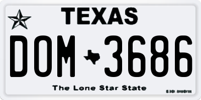 TX license plate DOM3686