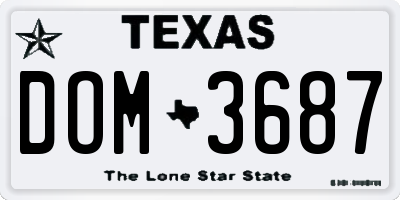 TX license plate DOM3687