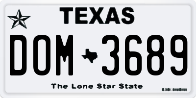TX license plate DOM3689