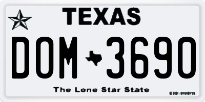 TX license plate DOM3690
