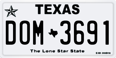 TX license plate DOM3691