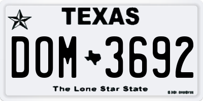 TX license plate DOM3692