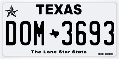TX license plate DOM3693