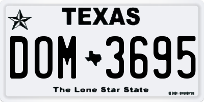 TX license plate DOM3695