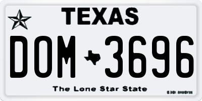 TX license plate DOM3696