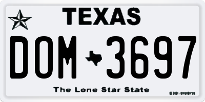 TX license plate DOM3697