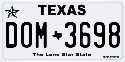 TX license plate DOM3698