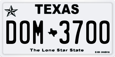 TX license plate DOM3700