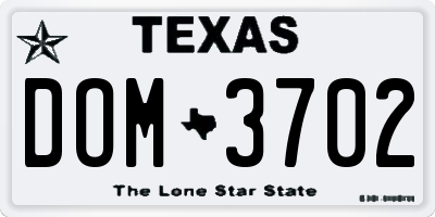 TX license plate DOM3702