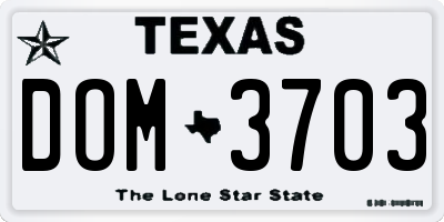 TX license plate DOM3703