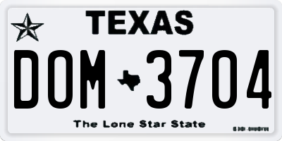 TX license plate DOM3704