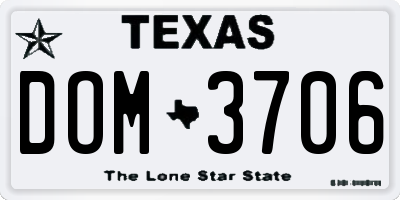 TX license plate DOM3706